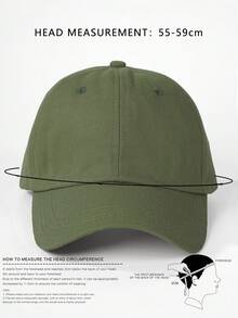 中性復古無結構棒球帽，可調節式老爹帽 - 軍綠色 - 查看 5