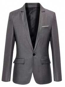 Men Plus Size Blazers - Grey - View 7