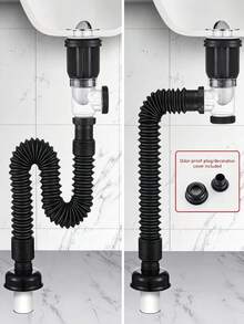 Multifunctional Extendable Retractable Bathroom Sink Drain Pipe, Universal Wall And Horizontal Drainage Complete Set, Anti-Odor Sink Drain Pipe - A - View 1
