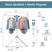 2026-NEW:Tendedero Plegable para Ropa, Tendedero de Ropa Portátil de Acero Inoxidable, Tendedero Plegable y Extensible para Interiores y Exteriores - 1 - Ver 5