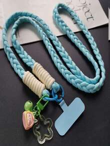 1 Peça Cordão de Telefone Transversal Trançado de Cor Rosa Sakura Sólido, Estilo Menina Doce, Feito à Mão com Corda com Nó, Sino, Boneca de Desenho Animado e Pingente de Estrela, Acessório de Telefone Portátil Anti-Perda, Encanto de Bolsa e Chave para Passeios e Deslocamentos Diários de Meninas, Alça de Pulso para Smartphone, Halloween - Multicolorido - Visão 9