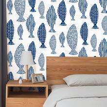 1 Roll Abstract Blue Fish Tear-Off Wallpaper, Waterproof Removable Vinyl Self-Adhesive Wall Sticker, Seamless Animal Fish Pattern, Easy Install Contact Paper, Suitable For Bedroom, Bathroom, Cabinet, Coastal Home Decor - A - View 15