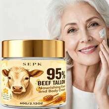 SEPK Creme de Sebo 95%, Creme Nutritivo para Rosto e Corpo, com Mel, Retinol, Ácido Hialurônico, Colágeno, Firma e Suaviza a Pele, Suaviza Linhas Finas, Hidrata a Pele e Torna as Rugas Menos Evidentes. Adequado para Todos os Tipos de Pele - Creme de sebo a 95% - Visão 4