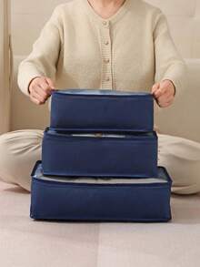3/1pc Polyester Travel Storage Set, Minimalist Slogan Pattern Waterproof Clothing Organizer Bag, Foldable Luggage Packing Bag, Travel Storage Bag, Large Capacity Storage Bag, Luggage Bag, Shoe Bag, Drawstring Bag, Minimalist Fashion Travel Storage Set, Luggage Bag Shoe Bag, Multi-Functional Lightweight Breathable Clothing Storage Bag, Travel Organizer Bag, Travel Accessories, Back To School Season, Dorm Essentials, Autumn New Arrival - Multicolor - View 14