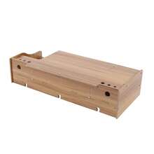 SENDERPICK Support pour écran d'ordinateur portable, support en bois à fixer sous un meuble, support pour ordinateur portable, rehausseur de table avec tiroir, verrou et support pour smartphone, 48 x 20 x 10,5 cm [Idéal comme cadeau pour vos proches] - Voir 4