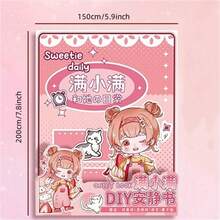1入組單一尺寸粉色紙製玩具書,附帶娃娃,可用於日常生活,diy工藝材料,無需切割,diy拼貼相簿 - 粉色 - 查看 7