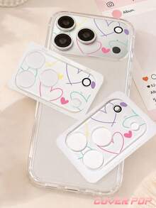 1pc Fashion Heart Pattern Lens Protector, Compatible With Phone 17 Pro/17 Pro Max, Birthday/Holiday Gift Phone Accessory, Tempered Glass Full Coverage Anti-Scratch - Clear - View 3