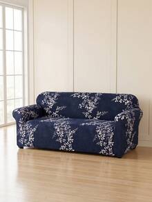 Printed Milk Silk Sofa Cover, Anti-Cat Scratch Anti-Dust, Thickened Elastic Universal Sofa Protector, Washable Living Room Home Decor - Royal Blue - View 7