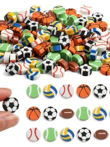 80 PCS Mini Ball Erasers, Football And Baseball Erasers, Back To School, First Day Of School - Multicolor - View 1