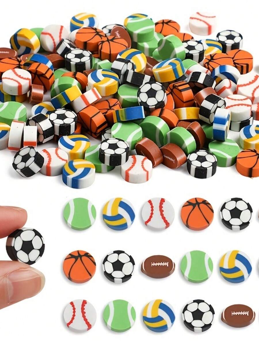 80 PCS Mini Ball Erasers, Football And Baseball Erasers, Back To School, First Day Of School - Multicolor - View 1