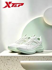 XTEP--Sepatu Lari Wanita Ringan Berbahan Bulu, Teknologi 3-Proof, Sepatu Olahraga Ringan, Jaring Bernapas, Sepatu Jogging, Sepatu Lompat Tali yang Nyaman, Putih Klasik/Hijau Muda - Putih Klasik/Hijau Buah Muda - View 2