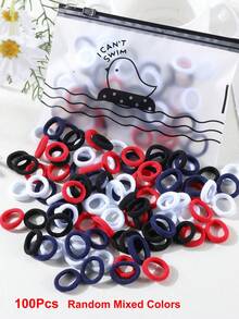 100Pcs Girls Simple Colorful 0.8 Inch Diameter Finger Size Hair Ties, Cute Non-Damaging Hair Bands Ponytail Holders Hair Accessories Suitable For Daily Use - 彩色 - 查看 7