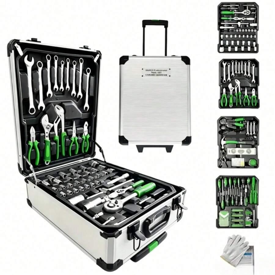 115/46pcs Wrench Set With Positioning Socket, Metric And Long Handle, Suitable For Automotive And Home Use, Repair Equipment, Wrench Equipment, Tool Set With Storage Box, Christmas And Halloween Gift - Multicolor - View 1