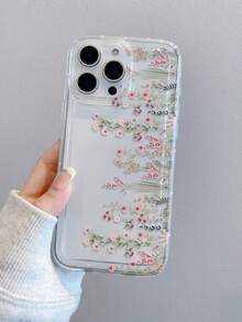 1pc Fashion Creative Pink Floral Pattern Perforated Air Cushion Shockproof Phone Case Protective Cover Compatible With Samsung/Apple 17/16/15/14/13/12/11 Pro Max/12 Pro/14 Plus And Other Phone Models - Multicolor - View 3
