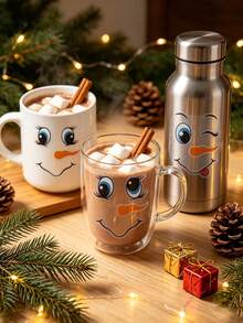 30pcs/1sheet Snowman Face Sticker Set, Reusable PVC Stickers, Suitable For Winter And Christmas Holiday Decoration, Fridge Magnets, Party Gift Wrapping, Notebooks, Water Bottles And Other Holiday Home Decor - Multicolor - View 6