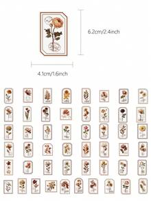 50pcs Floral Stickers Waterproof Transparent Stickers Suitable For Laptop, Water Bottle, Skateboard, Guitar, Luggage, Refrigerator, Phone, Phone Case, Scrapbook Decoration, Applicable For Room Decor, Home Decor, Back To School Supplies, Birthday Party Gifts, Holiday Gifts - 50pcs - View 2