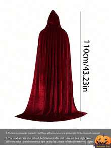 Halloween Cloak, Black Cape, Vampire Costume, Wizard, Demon, Grim Reaper, Hooded Cloak - Multicolor - View 6
