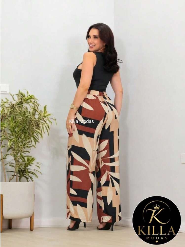 Wide-Leg Pants In DUNA Fabric, Unlined, Woven Fabric WITHOUT Elastane, With Pockets (Size Chart Available) - Tricolor Veneer - View 2