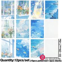 Ruonaorou 12pcs/Set Semi-Transparent Premium Santorini Island Travel Vellum Paper Junk Journal Vintage Paper Santorini Island Travel Manuscript Vellum Paper Planner Vellum Paper Decoration DIY Junk Journal Diary Material Paper Envelopes Greeting Cards Vellum Paper Decoration (2D Flat) A5 - Black - View 2