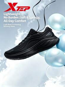 XTEP--Light Boat Running Shoes Men's Summer Mesh Breathable Sports Shoes Heavyweight Shock Absorption Lightweight Running Shoes Black - Black - View 2