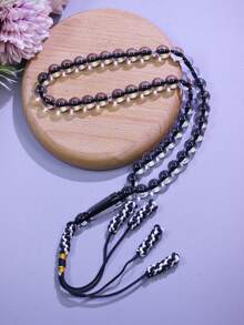 1pc 45pcs 10mm Islamic Prayer Beads With Red Handmade Tassel, Daily Prayer/Recitation Professional Handheld Tasbih, Minimalist Beige Islamic Prayer Beads - Multicolor - View 3