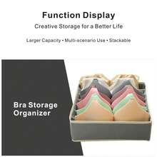 4pcs Multi-Size Modular Underwear Storage Boxes, Freely Combinable And Detachable Drawer Dividers, Large Capacity Foldable Non-Woven Fabric Organizer Boxes For Bras, Panties, Socks - Grey - View 5