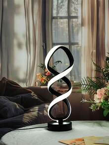 1pc Double Helix 3-Color Dimmable Creative Decorative Table Lamp, USB Powered Warm Romantic LED Atmosphere Light, Bedroom Bedside Premium Night Light - Multicolor - View 7