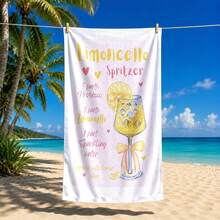 1PC Factory Direct Lemon Spritz Limoncello Spritz Striped Theme Beach Towel - Sand-Resistant Quick-Dry, Ultra-Soft Polyester Fiber, Modern Textured Durable Fabric, Machine Washable, Suitable For Swimming, Fitness, Camping, Yoga, Perfect Gift Choice - Multicolor - View 12