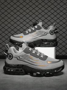 Men's Grey Convenient Rotary Buckle Easy On/Off Versatile Outdoor Sports Work Shoes, Durable Sole Outdoor Sports Work Men's Shoes - Grey - View 6