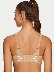 MELENECA Women's High Impact Support Wirefree Bounce Control Plus Size Workout Sports Bra - Apricot - View 3