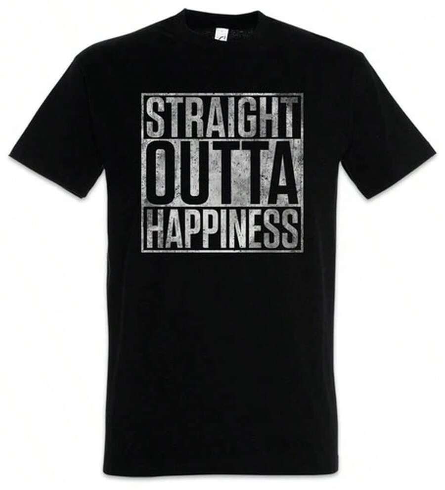 Men's Graphic Tees Twilight Zone Straight Outta Happiness Men Tee 2000s Pullover Herren Streetwear Top Oberteile Oberteile Damen Geschenke für männer - Schwarz - Übersicht 1
