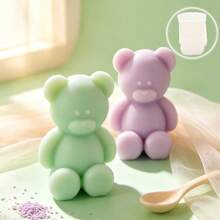 1pc Bear Shaped Aromatherapy Candle Silicone Mold Home Decor/Gift Ornament Plaster Mold, Handmade Epoxy Resin Casting Mold, Art Decorative Clay Plaster Mold - A-White - View 3