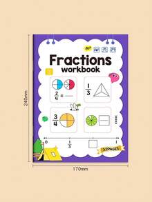 1 buah Buku Latihan Matematika Pecahan Dasar untuk Anak-Anak, 32 Halaman Soal Interaktif Pecahan Visual, Pencerahan Matematika Menyenangkan untuk Sekolah Dasar Usia 3+ Tahun, Buku Latihan Pecahan, Pelatihan Belajar yang Menyenangkan, Cocok untuk di Rumah, Liburan, Kelas, dan Pembelajaran Sepulang Sekolah - MultiWarna - View 10
