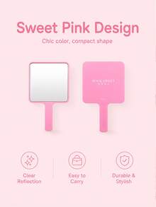 ROCK SWEET Handheld Cosmetic Mirror, Convenient For False Eyelash Application And On-The-Go Makeup Touch Ups - Pink - View 3