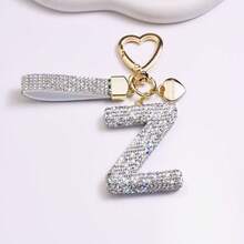 1PC Fashion Sparkling Rhinestone Alphabet Keychain Cute Letter Charm Key Ring Exquisite Backpack Decoration Accessories Gifts - Multicolor - View 33