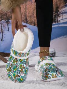Winter Fuzzy Lined Clogs Anti Slip Warm Plush Indoor Outdoor Hole Slippers - Multicolor - View 2