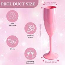 1/6pcs Champagne Cups, Wedding Toasting Cups, 7oz Plastic Reusable Unbreakable Champagne Cups, Suitable For Bachelor Party, Wedding, Bridal Shower - View 7