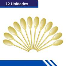Colher de Polietileno Kit de 12 unidades indicada para mexer massas, molhos, arroz, carnes moídas, doces e diversas outras preparações culinárias uso doméstico e Restaurantes - Amarelo - Visão 1
