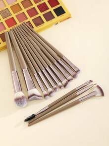 13Pcs Coffee Handle Makeup Brush Set, Professional Face & Eye Makeup Brushes, Soft Gradient Non-Shedding Synthetic Bristles, Multifunctional Foundation Blush Eyeshadow Eyebrow Cosmetic Tools, Portable Travel Beauty Kit For Makeup Beginners - Multicolor - View 1