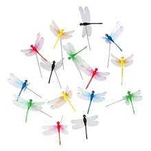 12pcs 3D Dragonfly Ground Stakes, PVC Waterproof Material, Multi-Color Vibrant Design, Can Be Inserted Into Garden Pots, Bouquets, Vases, Outdoor Garden, Patio Landscaping Decoration, Enriching Greenery Landscape Layers - A - View 3