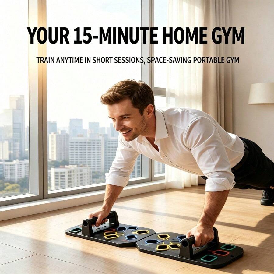Papan Latihan Push-Up Lipat Multifungsi untuk Penggunaan di Rumah, Peralatan Latihan Kekuatan Dada dan Inti, Stand Push-Up, Alat Latihan Plank Portabel, Pilihan Terbaik untuk Penggemar Kebugaran di Rumah - MultiWarna - View 1