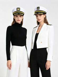 1pc Halloween Party Decoration Captain Hat, Sailor Hat, Anchor Trim Captain Hat, Halloween Party Costume Solid Color Sailor Hat - Multicolor - View 10