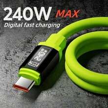 1条240W快充线，USB转Lightning数据线，兼容三星Galaxy S24/23 Ultra/S22/S21，兼容荣耀等Type-C设备，快充适配器，Type-C转Type-C数据线，USB-C充电器，Type-C快充线，快充线，电力传输线，扁平设计，紧凑型线缆，结构坚固，优质材料，多口充电器，旅行必备，手机配件 - 彩色 - 查看 9