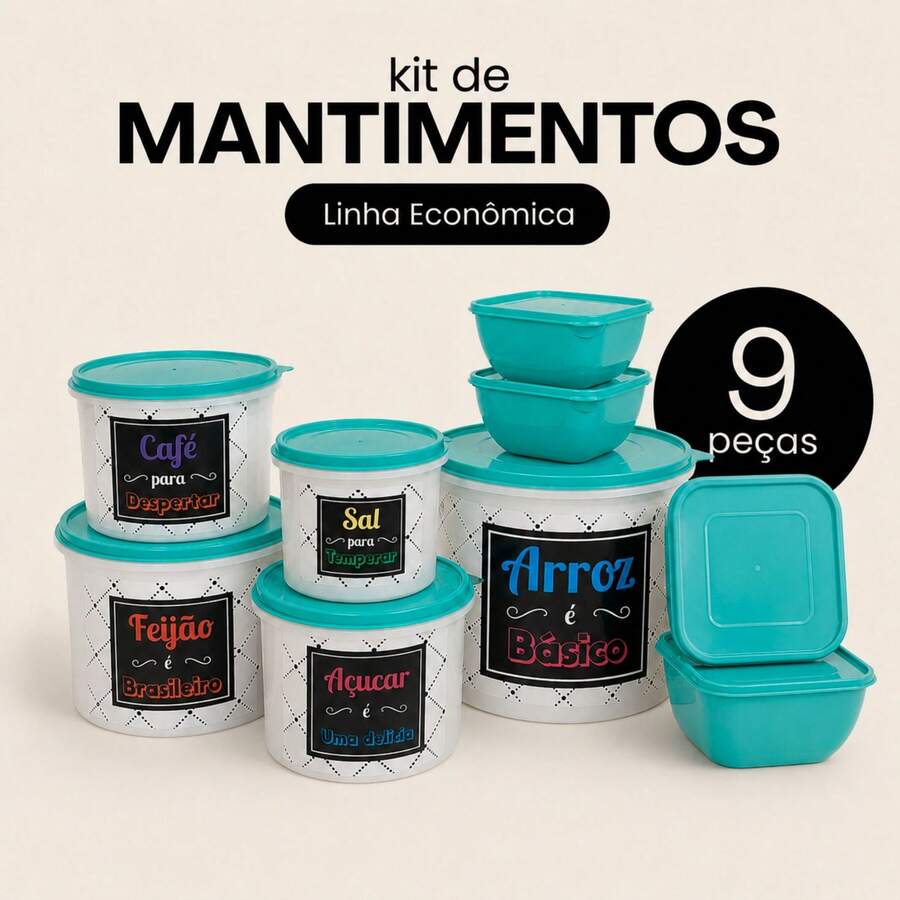 Kitchen Supplies Set Kit ECONOMIC LINE - 5 Supplies + 4 Square Jars 500 ML TPW Line - 薄荷藍TPW - 查看 1