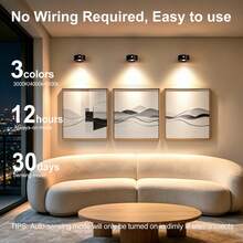 LED Picture Light, Wireless LED Wall Mounted Light, Rechargeable Magnetic Wall Lamp, Wireless Spotlight, Decorative Wall Light, 800mAh Battery Powered, 3 Lighting Modes, Suitable For Picture Frames, Artworks, Portrait Display - Multicolor - View 3