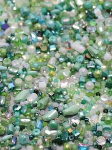 1 Set Random 32g 4-12mm Various Shapes Green Blue Color Glass Beads For Jewelry Making DIY Accessories - Solid Color Assorted 32g - View 1