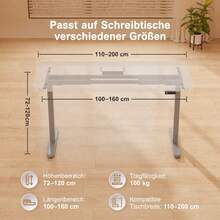Devoko Electric Height-Adjustable Desk Frame, Dual-Motor Desk Frame, 72-120 Cm Height, 100 Kg Load Capacity, 25 Mm/S Lifting Speed, Compatible With Table Tops 110-200 Cm - 查看 5