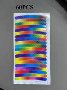 60pcs Rainbow Reflective Wheel Stickers - Waterproof Durable PE Stickers, Self-Adhesive Matte Texture Car.Motorcycle.Bicycle Night Visibility Enhancement Decorative Stickers Car, Bicycle, Motorcycle Reflective Stickers And Cool Night Riding - Multicolor - View 13