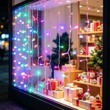 Halloween Eaves Decoration 8-Function Battery Box Christmas Tree 45/80/96/150 LED Icicle String Lights Curtain Lights Birthday Wedding New Year Party Holiday Lighting Indoor String Lights Outdoor Decoration - Battery-powered Fairy Lights - View 5
