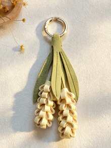 1pc Korean Style Creamy PU Leather Hyacinth Flower Keychain, Gentle Healing Handmade Flower Pendant, Bag Charm, Niche Exquisite Gift - Hyacinth Keychain - View 8